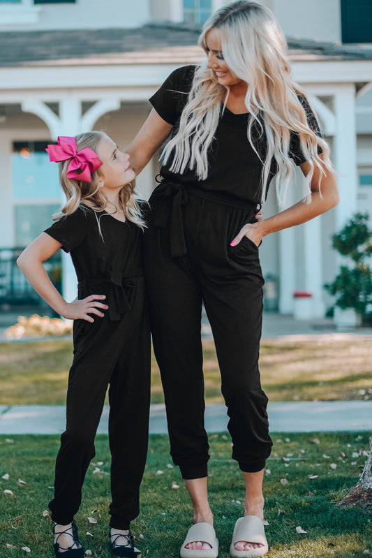ASO Belted V-Neck Jogger Jumpsuit