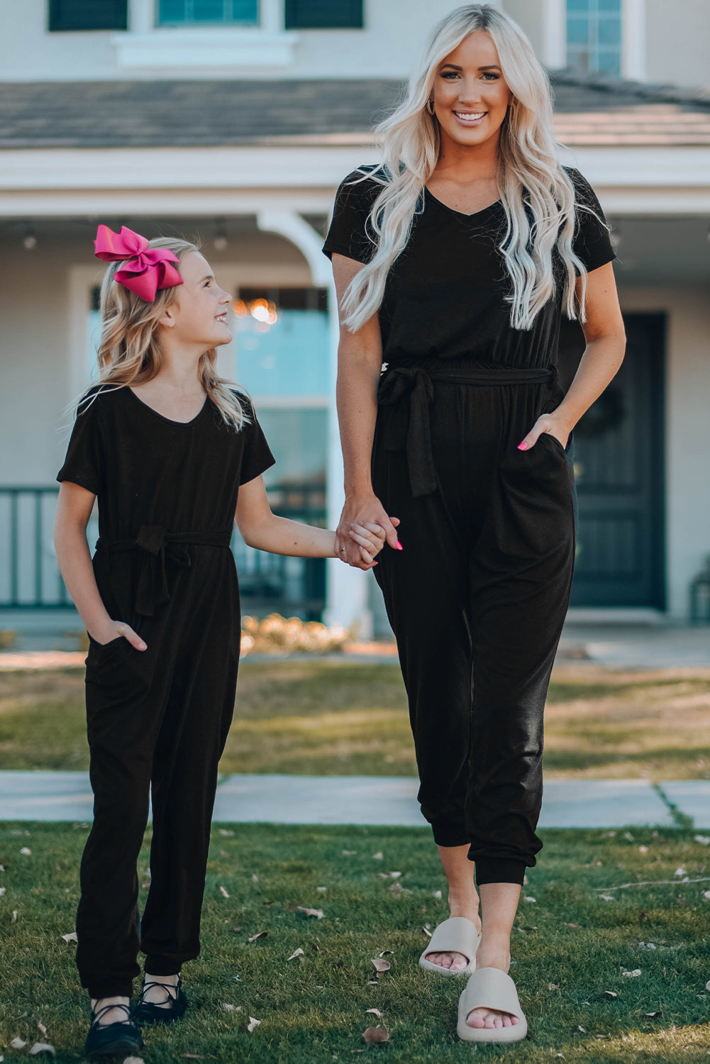 ASO Belted V-Neck Jogger Jumpsuit