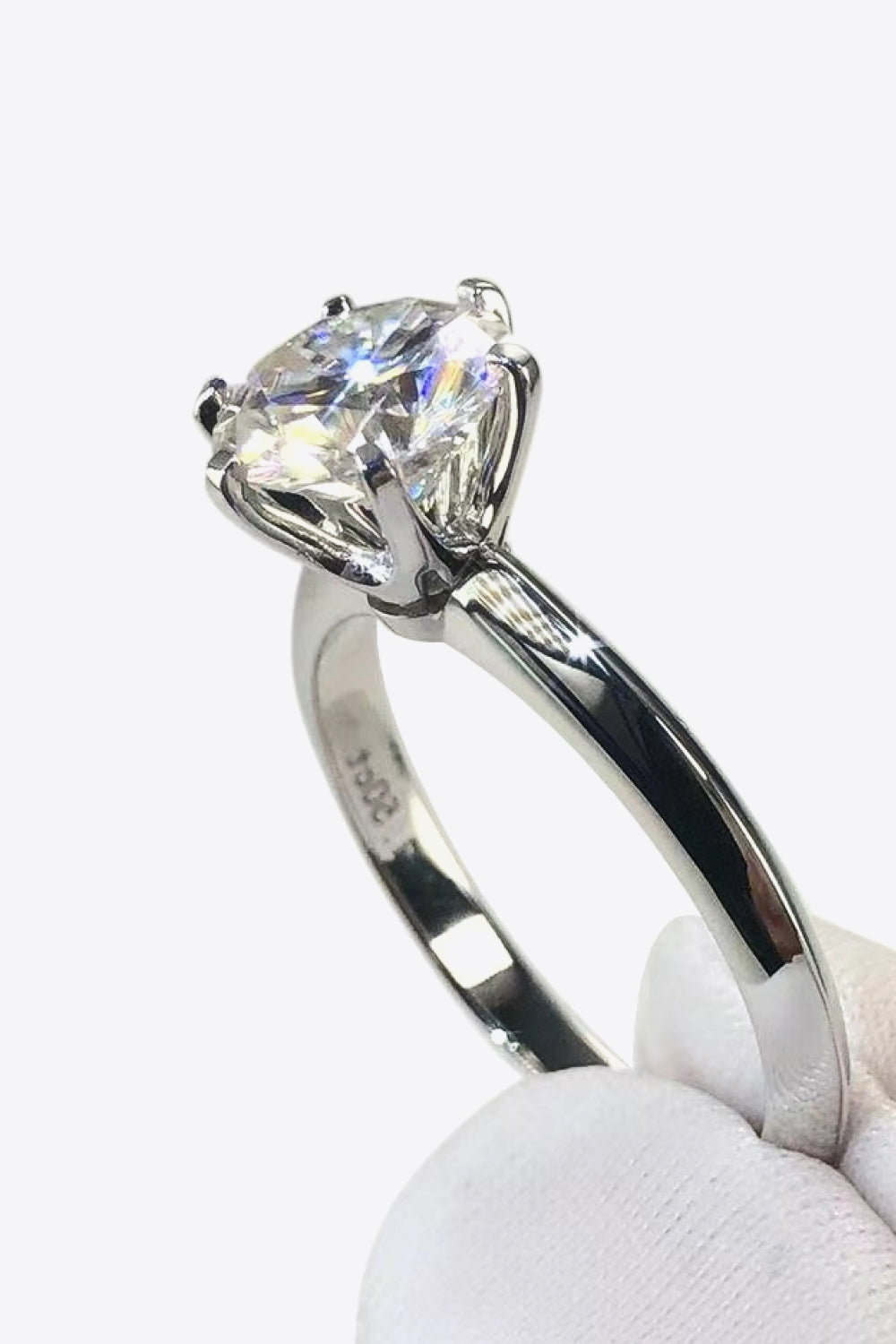 ASO Silver 3 Carat Moissanite 6-Prong Ring