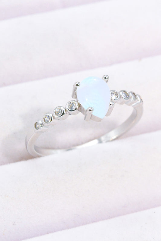 ASO Teardrop Natural Moonstone Ring