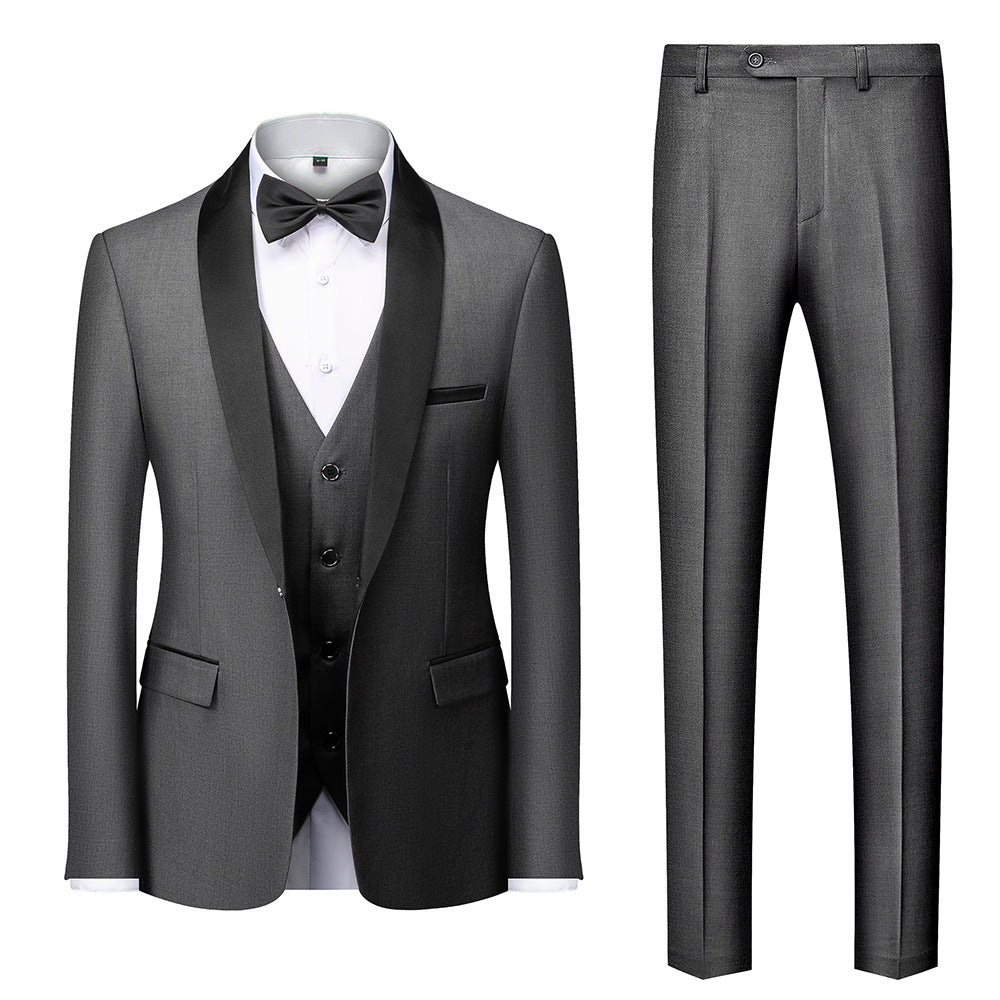 ASO Men's 3 Piece Formal Slim Tuxedo Set