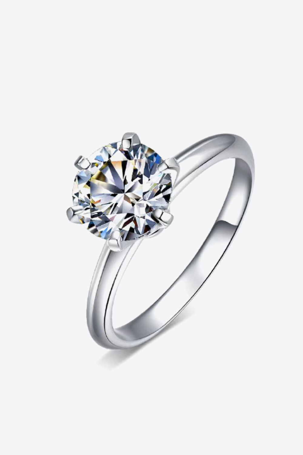 ASO Silver 3 Carat Moissanite 6-Prong Ring