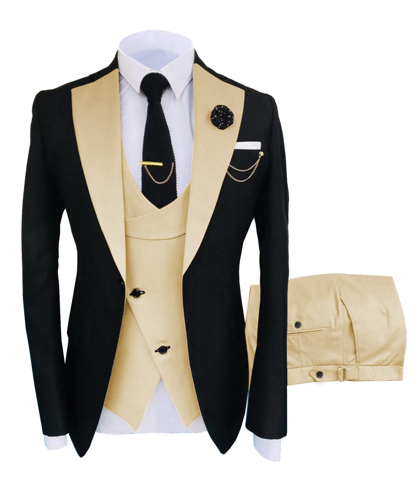 ASO Men's 3 Piece Business Tuxedo Suit